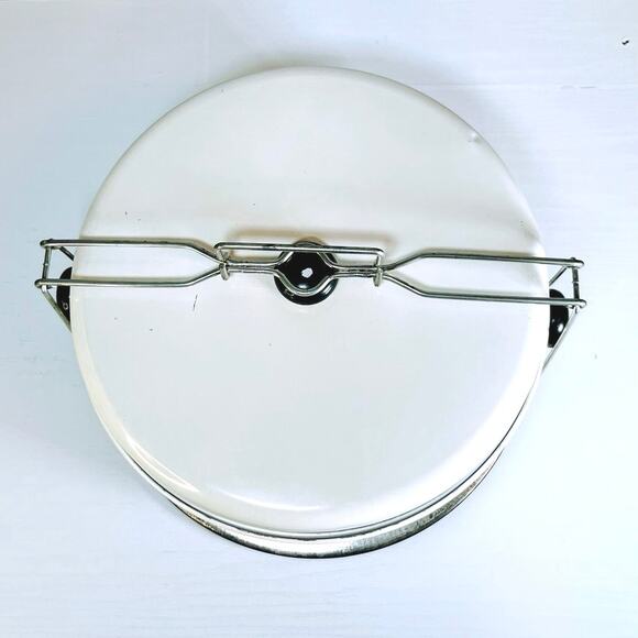 Vintage MCM Deco Floral Metal Cake Carrier - Picture 3 of 9